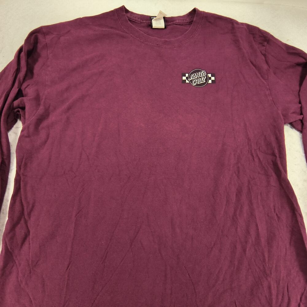 Santa Cruz Casual Crew Neck Long Sleeve Graphic T Shirt Mens Size L Maroon